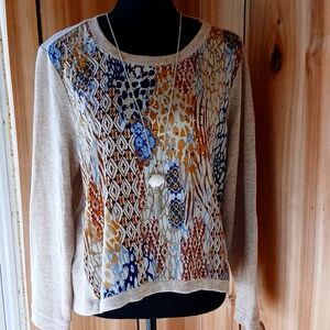 Alfred Dunner Beige Patterned Sweater